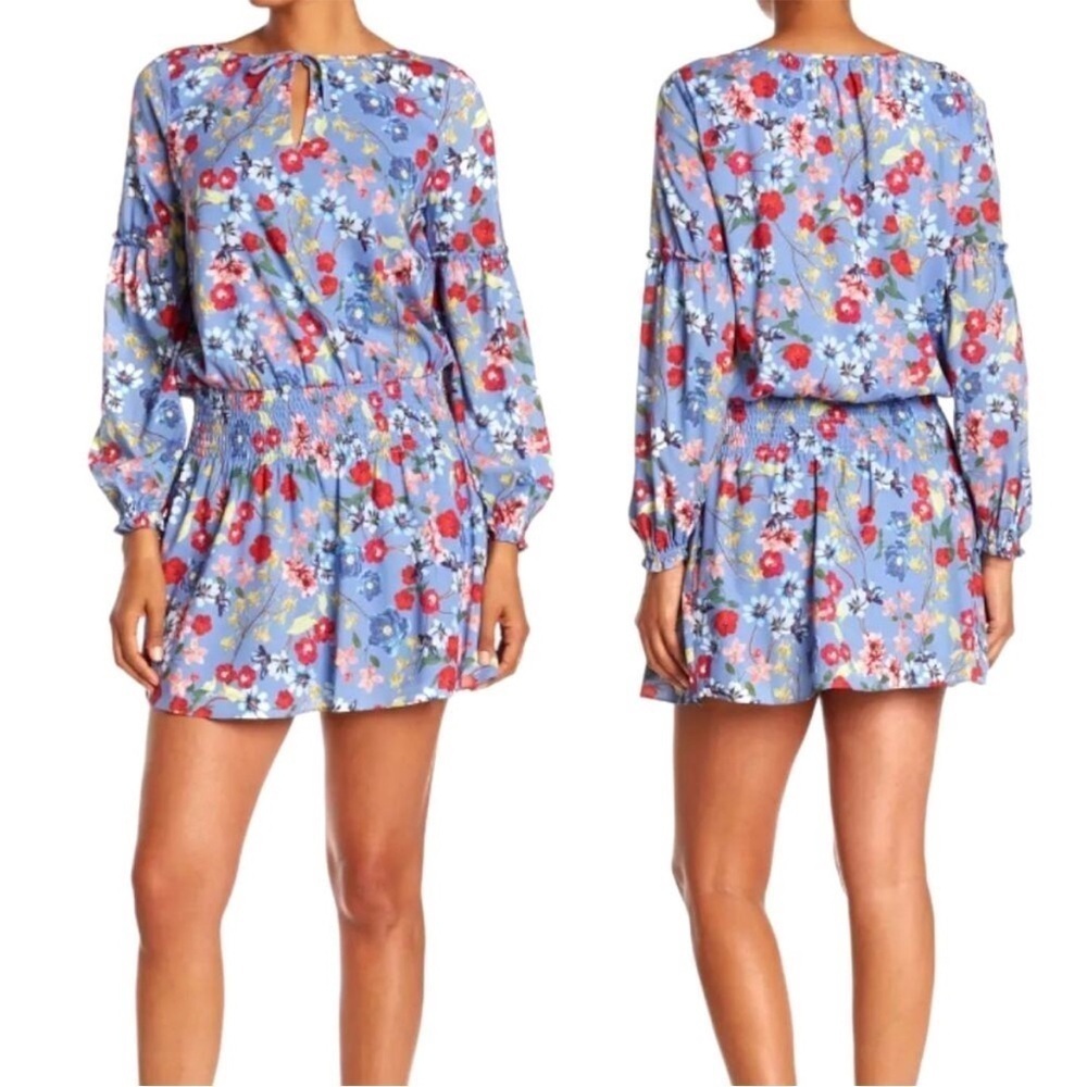 Parker lilac floral smocked mini dress